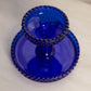 Vintage LE Smith Small Cobalt Blue Glass Hobnail Cake Stand