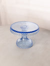 Vintage LE Smith Small Light Blue Glass Hobnail Cake Stand