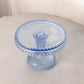 Vintage LE Smith Small Light Blue Glass Hobnail Cake Stand