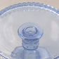 Vintage LE Smith Small Light Blue Glass Hobnail Cake Stand