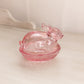Vintage LE Smith Small Pink Glass Bunny Rabbit Lidded Dish