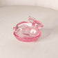 Vintage LE Smith Small Pink Glass Bunny Rabbit Lidded Dish