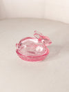 Vintage LE Smith Small Pink Glass Bunny Rabbit Lidded Dish