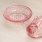 Vintage LE Smith Small Pink Glass Bunny Rabbit Lidded Dish