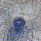 Vintage LE Smith Small Square Blue Glass Trellis Cake Stand
