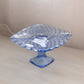 Vintage LE Smith Small Square Blue Glass Trellis Cake Stand