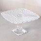 Vintage LE Smith Small Square Clear Glass Trellis Cake Stand