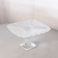 Vintage LE Smith Small Square Clear Glass Trellis Cake Stand
