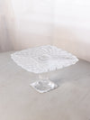 Vintage LE Smith Small Square Clear Glass Trellis Cake Stand