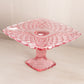 Vintage LE Smith Small Square Pink Glass Trellis Cake Stand