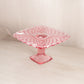Vintage LE Smith Small Square Pink Glass Trellis Cake Stand