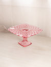 Vintage LE Smith Small Square Pink Glass Trellis Cake Stand
