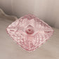 Vintage LE Smith Small Square Pink Glass Trellis Cake Stand