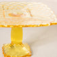 Vintage LE Smith Small Square Yellow Glass Trellis Cake Stand