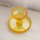 Vintage LE Smith Small Yellow Glass Hobnail Cake Stand