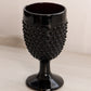 Vintage LE Smith Tall Black Amethyst Glass Hobnail Goblet
