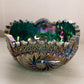 Vintage LE Smith Teal Green Carnival Glass Comet in the Stars Bowl