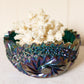 Vintage LE Smith Teal Green Carnival Glass Comet in the Stars Bowl