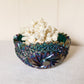 Vintage LE Smith Teal Green Carnival Glass Comet in the Stars Bowl