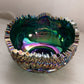 Vintage LE Smith Teal Green Carnival Glass Comet in the Stars Bowl