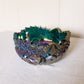 Vintage LE Smith Teal Green Carnival Glass Comet in the Stars Bowl