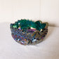 Vintage LE Smith Teal Green Carnival Glass Comet in the Stars Bowl