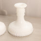 Vintage LE Smith White Milk Glass Hobnail Candlesticks (Set of 2)