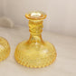 Vintage LE Smith Yellow Glass Hobnail Candlesticks (Set of 2)