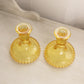 Vintage LE Smith Yellow Glass Hobnail Candlesticks (Set of 2)