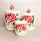 Vintage Lefton Ceramic Floral Rose Canisters (Set of 3)