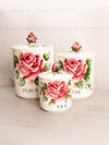 Vintage Lefton Ceramic Floral Rose Canisters (Set of 3)