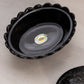 Vintage LG Wright Oval Black Glass Lidded Dog Dish