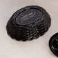 Vintage LG Wright Oval Black Glass Lidded Dog Dish