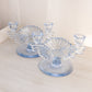 Vintage Light Blue Glass Fancy Double Candleholder