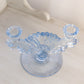 Vintage Light Blue Glass Fancy Double Candleholder