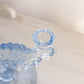 Vintage Light Blue Glass Fancy Double Candleholder