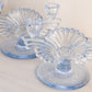 Vintage Light Blue Glass Fancy Double Candleholder