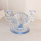 Vintage Light Blue Glass Fancy Double Candleholder