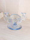 Vintage Light Blue Glass Fancy Double Candleholder