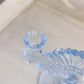 Vintage Light Blue Glass Fancy Double Candleholder