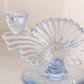 Vintage Light Blue Glass Fancy Double Candleholder