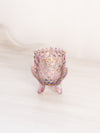 Vintage Light Purple Iridescent Glass Hobnail 3-Toed Toothpick Holder
