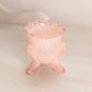 Vintage Light Small Pink Floral 3-Toed Glass Toothpick Holder