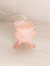 Vintage Light Small Pink Floral 3-Toed Glass Toothpick Holder