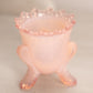 Vintage Light Small Pink Floral 3-Toed Glass Toothpick Holder