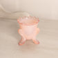 Vintage Light Small Pink Floral 3-Toed Glass Toothpick Holder