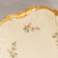 Vintage Limoges Cream Ceramic Floral Plate with Gold Edge