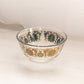 Vintage MCM Small Clear Glass Bowl with Gold and Green Designs