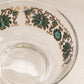 Vintage MCM Small Clear Glass Bowl with Gold and Green Designs
