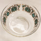Vintage MCM Small Clear Glass Bowl with Gold and Green Designs